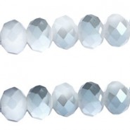Top Glas Facett Perlen 12x8mm rondellen Half opal white half diamond coating